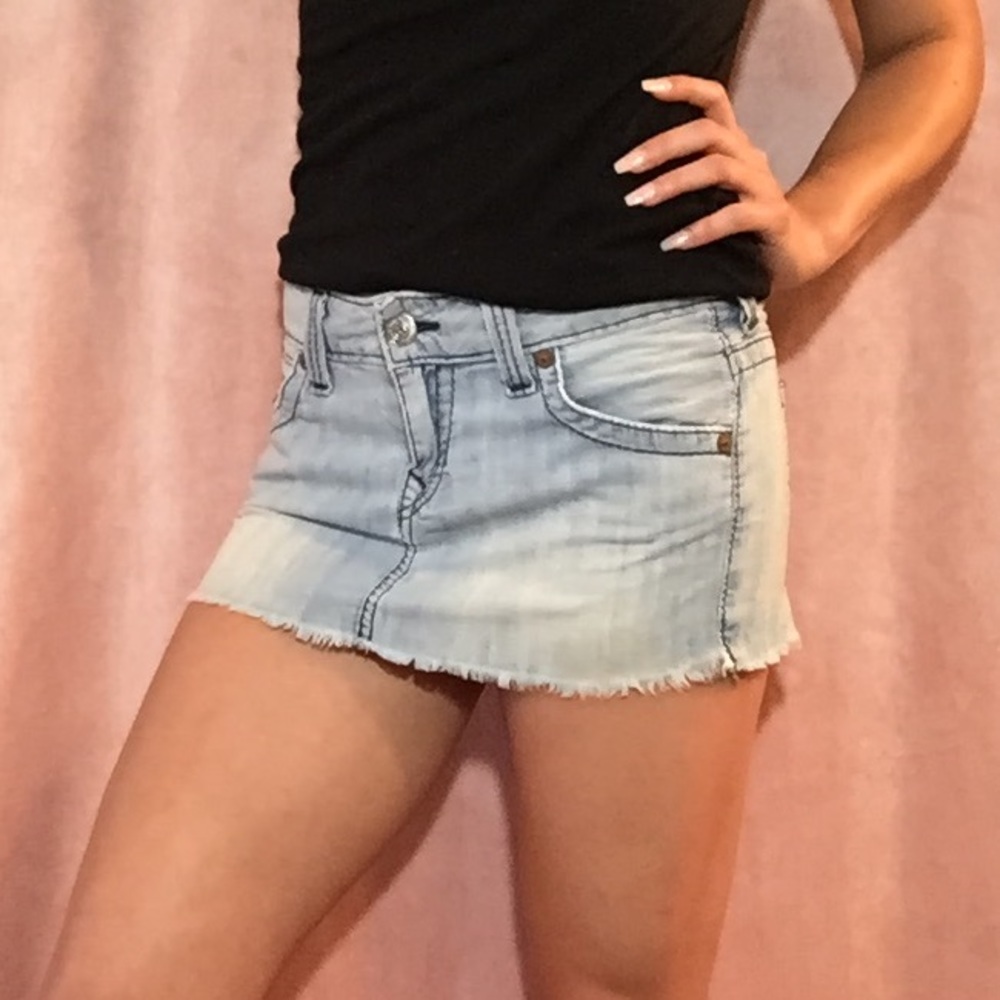 Denim jean mini skirt